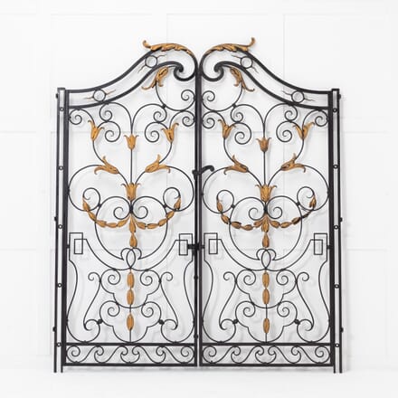 Pair of 1950s French Decorative Iron and Gilt Metal Gates GA0620958