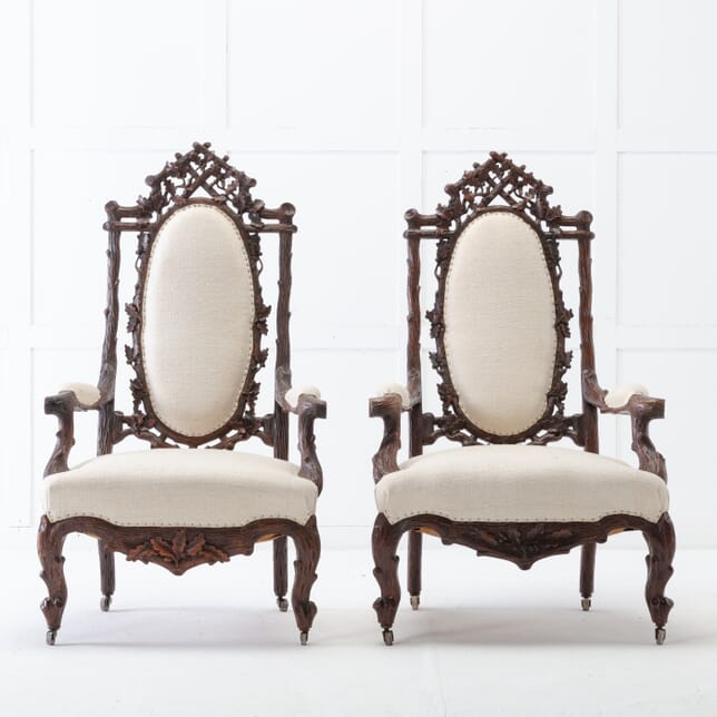 Pair of 19th Century Black Forest Open Armchairs CH0617026