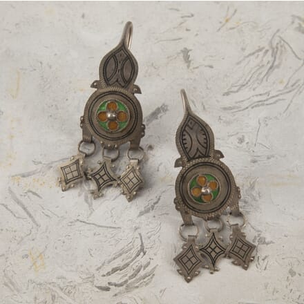 Pair of 19th Century Brass Etched Arabian Earrings LS4423383