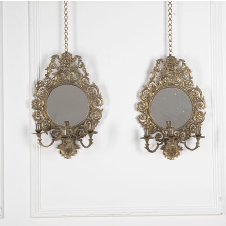 Pair of 19th Century Brass Girandole Mirrors MI8531524