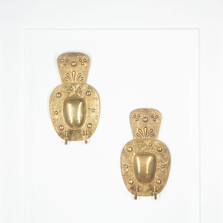 Pair of 19th Century Brass Repousse Wall Sconces LW6033643