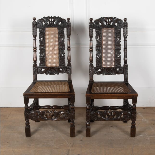 Pair of 19th Century Carolean Style Walnut Side Chairs CH8028071