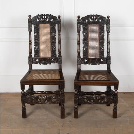 Pair of 19th Century Carolean Style Walnut Side Chairs CH8028071