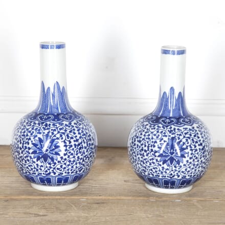 Matched Pair of 19th Century Chinese Blue and White Vases DA2824528