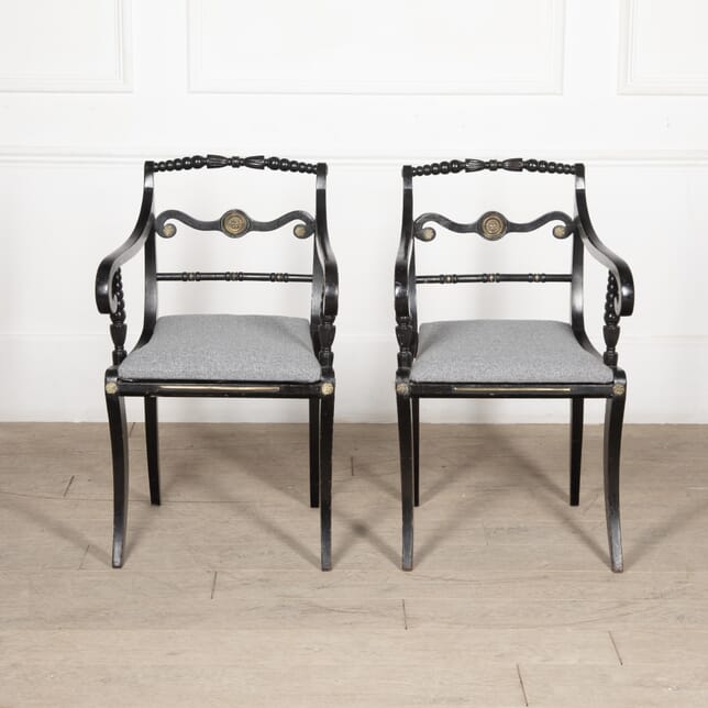 Pair of 19th Century Ebonised Regency Side Chairs CH4028317