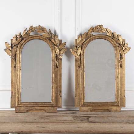 Pair of 19th Century Empire Period Giltwood Arched Mirrors MI2328458