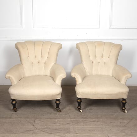 Pair of 19th Century English Button Back Armchairs CH1521895
