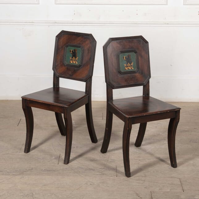 Pair of 19th Century Faux Mahogany Hall Chairs CH5527585