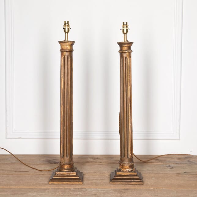 Pair of 19th Century French Giltwood Columns Fragments as Lamps LT2832077