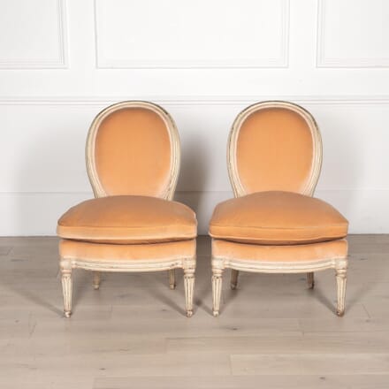 Pair of 19th Century French Louis XVI Slipper Chairs CH4531888