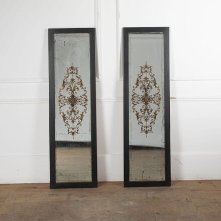 Pair of 19th Century French Verre Eglomise Fairground Mirrors MI3231558