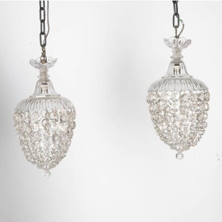 Pair of 19th Century French Lights with Lustre Faceted Glass Drops LW8032529