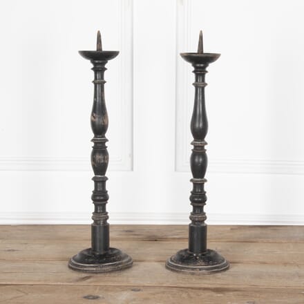 Pair of 19th Century French Wooden Candlesticks DA7530279
