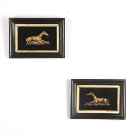 Pair of 19th Century Gilded Metal Framed Greyhounds DA8219913