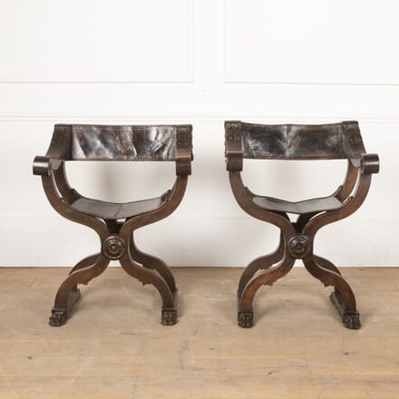 Pair of 19th Century Italian Savonarola Chairs CH8128244
