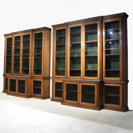 Pair of 19th Century Large Oak Breakfront Library Bookcases BK8232980