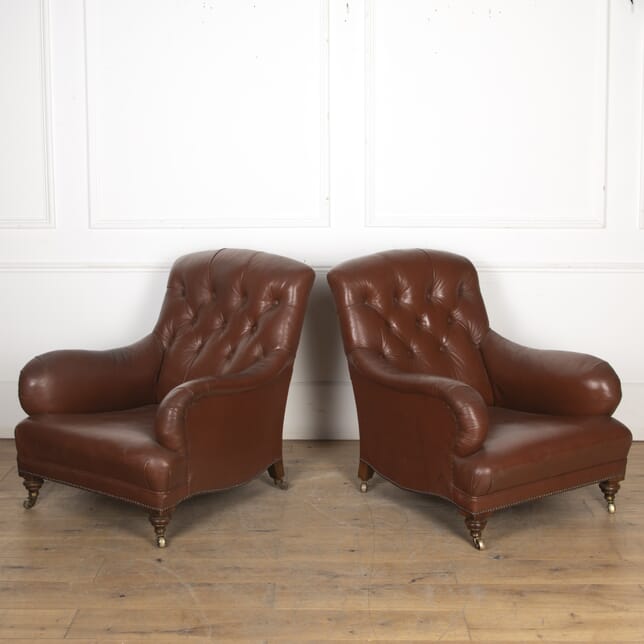 Pair of 19th Century Leather Club Chairs in the Style of Howard and Sons CH1023548