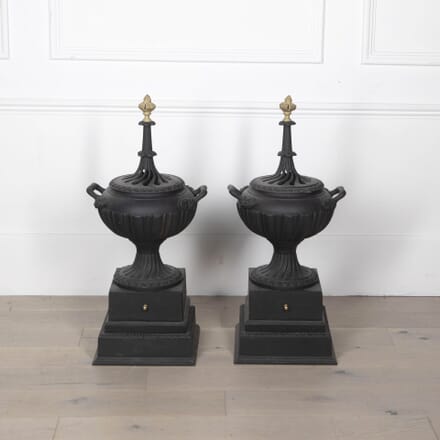 Pair of 19th Century of George III Cast Iron and Brass Braziers GA0931978