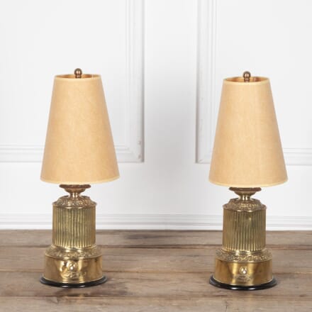 Pair of 19th Century Repousse Brass Table Lamps LT6330151