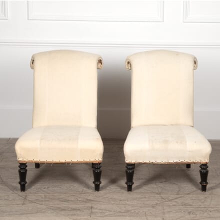 Pair of 19th Century Scroll Back Slipper Chairs CH1528693