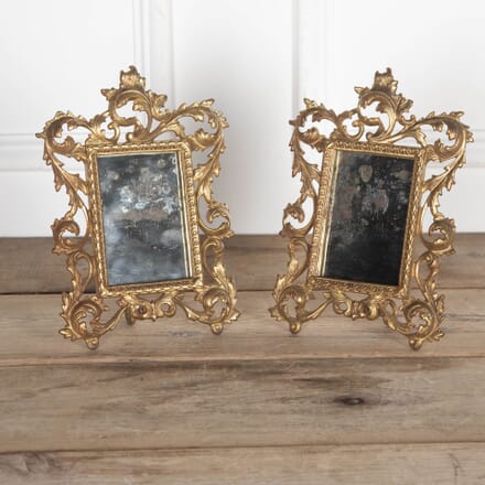 Pair of 19th Century Small Gilt Metal Mirrors MI8032426