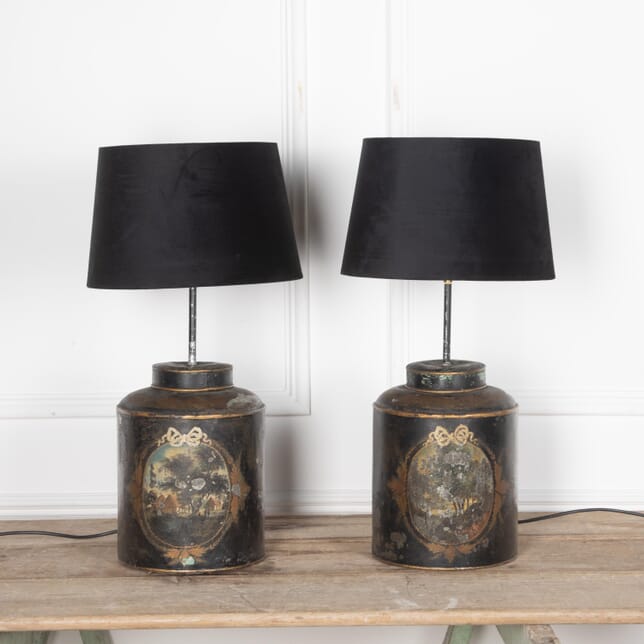 Pair of 19th Century Toleware Tea Canister Table Lamps LT8029327