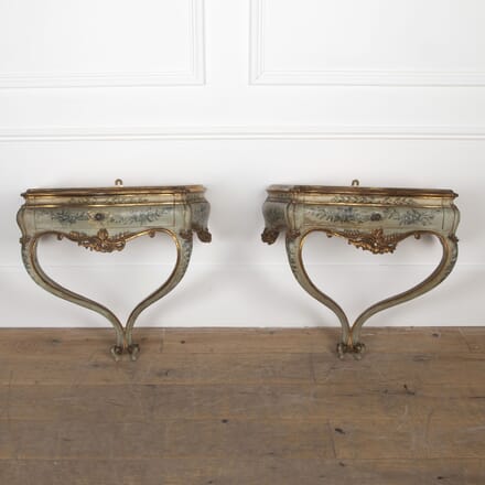 Pair of 19th Century Venetian Hand Painted Console Tables CO3426495