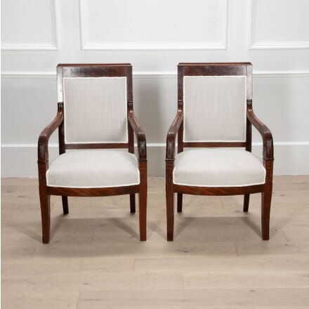 Pair of 19th Century White Upholstered Chairs CH3833797