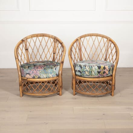 Pair of 20th Century Bamboo Tub Chairs by Audoux Minet CH2932706