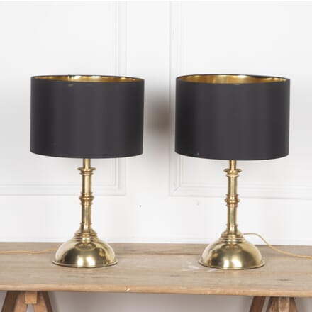 Pair of 20th Century Brass Altar Stick Table Lamps LT8127626