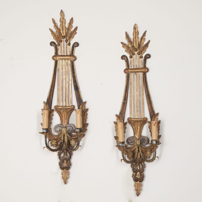Pair of 20th Century Carved Wood Wall Lights LW3031348