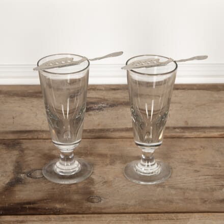 Pair of 20th Century French Absinthe Glasses and Spoons DA8029316
