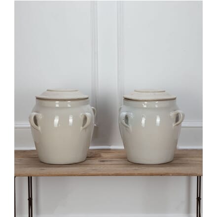 Pair of 20th Century French White Glazed Lidded Confit Pots DA2334465