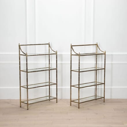 Pair of 20th Century Gilt Faux Bamboo Metal Shelves BU3833715