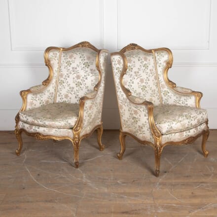 Pair of 20th Century Louis XVI Style Giltwood Armchairs CH8532685