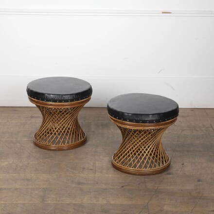 Pair of 20th Century Low Bamboo Stools ST5331903