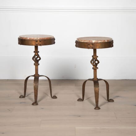 Pair of 20th Century Marble and Patinated Tables TC3832139