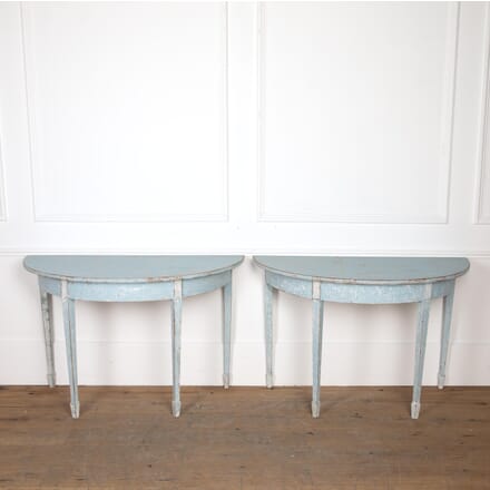 Pair of 20th Century Painted Demi Lune Console Tables CO3626913