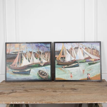 Pair of 20th Century Signed Paintings 'Port de Deauville' WD1532534