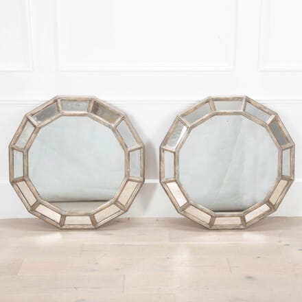Pair of 20th Century Silvered Wood and Gesso Mirrors MI3833718