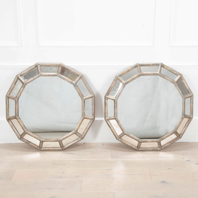 Pair of 20th Century Silvered Wood and Gesso Mirrors MI3833718