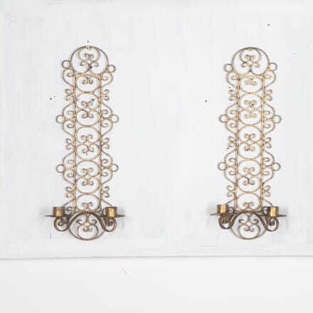 Pair of 20th Century Spanish Gilt Metal Candle Wall Lights LW1529889