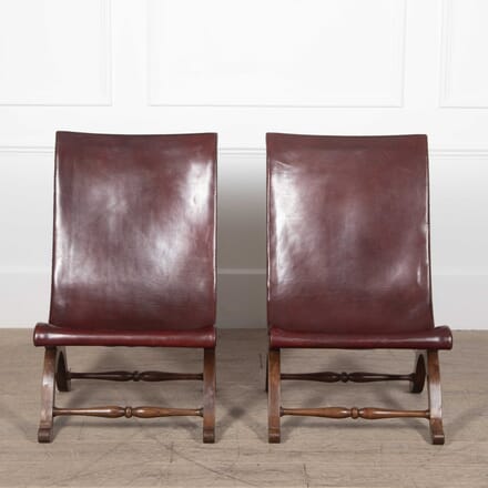Pair of 20th Century Spanish Leather Chairs CH3829179