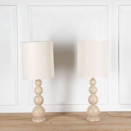 Pair of 20th Century Travertine Table Lamps LT4633914