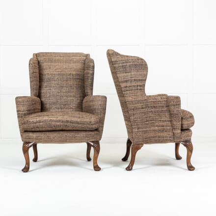 Pair of 20th Century Walnut Wing Armchairs CH0624246