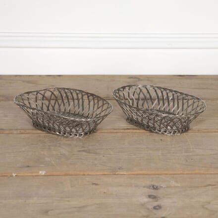 Pair of 20th Century Woven Oval Silverplate Bread Baskets DA1531306