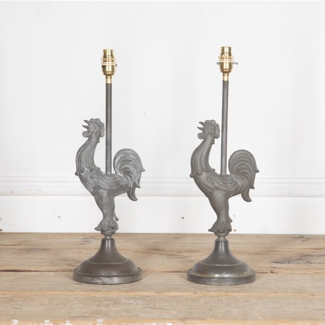 Pair of 20th Century Zinc Rooster Table Lamps LL1527591