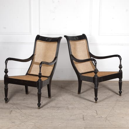 Pair of 19th Century Anglo-Indian Ebony Chairs CH9221571