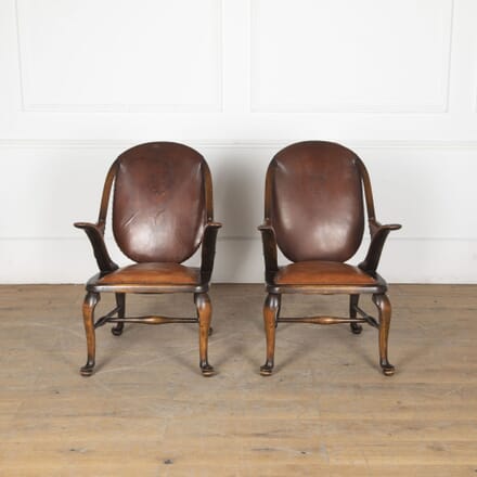 Pair of Art Deco Period Beech Library Club Reading Chairs CH5133417