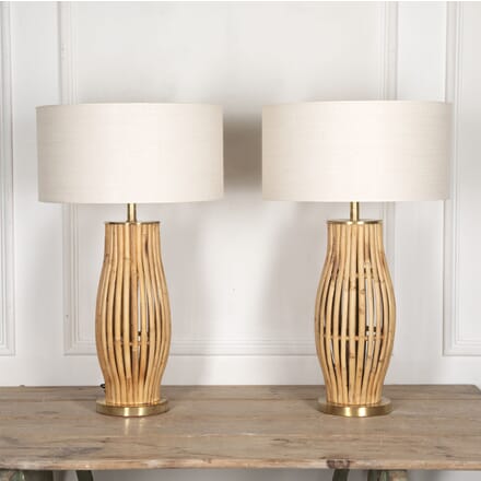 Pair of Mid-Century Italian Bamboo Table Lamps LT4626415